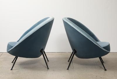 Ico Parisi Rare Pair of 813 Uovo Lounge Chairs by Ico Parisi