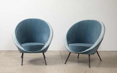 Ico Parisi Rare Pair of 813 Uovo Lounge Chairs by Ico Parisi