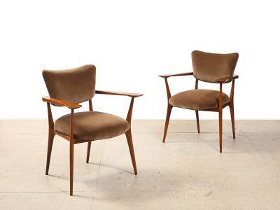 Ico Parisi Rare Pair of Poltroncina da the Armchairs by Ico Parisi