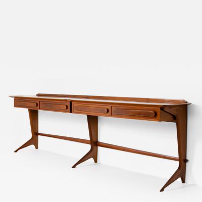 Ico Parisi Rare large console with walnut structure with three organically shaped uprights