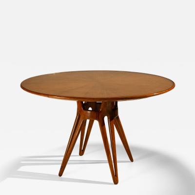 Ico Parisi Round Dining Room Table in Walnut attr to Ico Parisi Italy 1950s