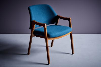 Ico Parisi Set of 6 Ico Parisi Cassina Dining Chairs newly upholstered in blue fabric