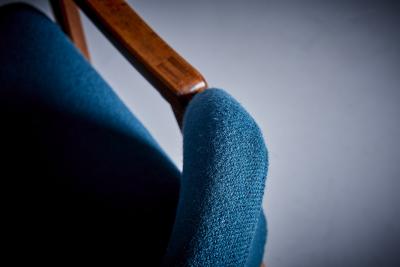 Ico Parisi Set of 6 Ico Parisi Cassina Dining Chairs newly upholstered in blue fabric