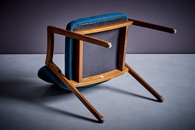 Ico Parisi Set of 6 Ico Parisi Cassina Dining Chairs newly upholstered in blue fabric