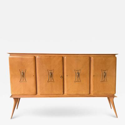 Ico Parisi Stylish Italian Mid Century 4 Door Sycamore Credenza in the Style of Ico Parisi