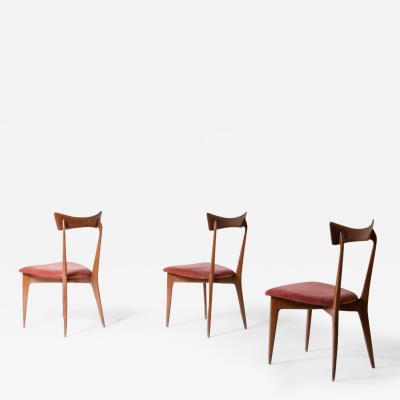 Ico Parisi Unique set of 8 mahogany chairs w butterfly back and seat in upholstered fabric