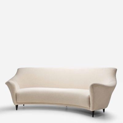 Ico Parisi Upholstered Curved Cream Sofa by Ico Parisi Attr Italy 1950s