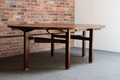 Ico Parisi Vintage Italian Round Extendable Dining Table in Rosewood by Ico Parisi for MIM
