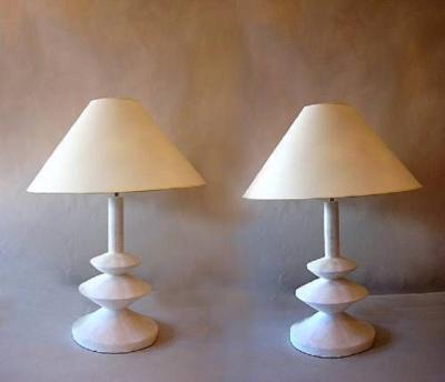 Iconic Pair of French Plaster Lamps by Jacques Grange for Yves Saint Laurent