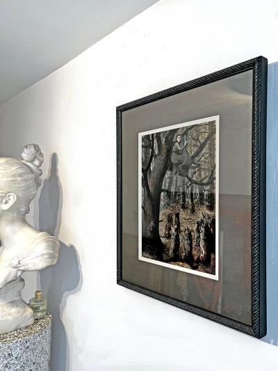 Ida Waugh Hungry Wolves Hunt a Women Up a Tree at Night Gay Female Illustrator 1890