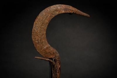 Igbo Iron Currency Knife Sculpture on Custom Platform Nigeria Early 1900s