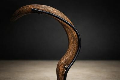 Igbo Iron Currency Knife Sculpture on Custom Platform Nigeria Early 1900s