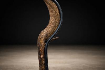 Igbo Iron Currency Knife Sculpture on Custom Platform Nigeria Early 1900s