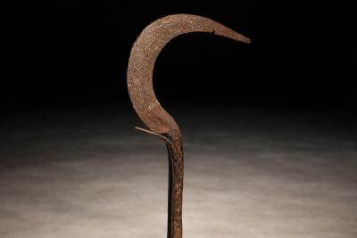 Igbo Iron Currency Knife Sculpture on Custom Platform Nigeria Early 1900s