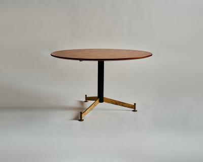 Ignazio Gardella Brass Steel and Teak Table by Ignazio Gardella for Azucena Italy c 1950