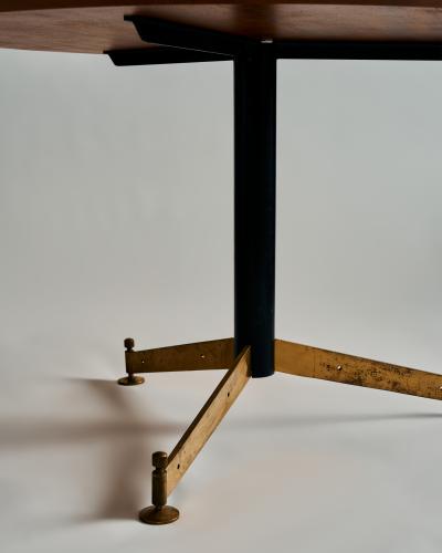Ignazio Gardella Brass Steel and Teak Table by Ignazio Gardella for Azucena Italy c 1950