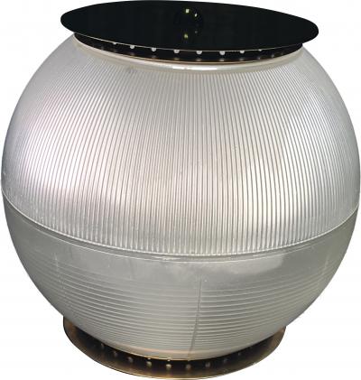Ignazio Gardella ITALIAN BRASS AND GLASS HOLLOPHANE MID CENTURY SPHERE LAMP BY IGNAZIO GARDELLA