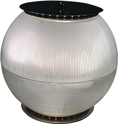 Ignazio Gardella ITALIAN BRASS AND GLASS HOLLOPHANE MID CENTURY SPHERE LAMP BY IGNAZIO GARDELLA
