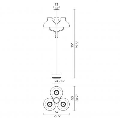 Ignazio Gardella Ignazio Gardella Arenzano Tre Fiamme Floor Lamp