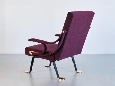 Ignazio Gardella Ignazio Gardella Digamma Armchair in Purple Dedar Fabric and Brass