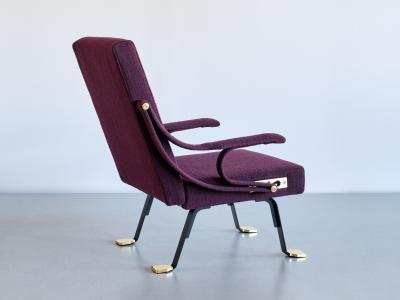 Ignazio Gardella Ignazio Gardella Digamma Armchair in Purple Dedar Fabric and Brass