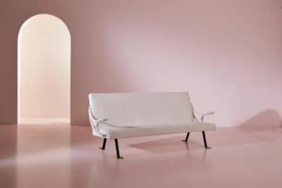Ignazio Gardella Ignazio Gardella Digamma Three seater white velvet sofa for Azucena Italy 1957