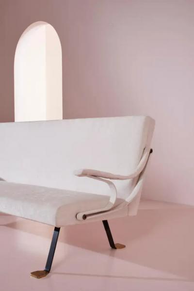 Ignazio Gardella Ignazio Gardella Digamma Three seater white velvet sofa for Azucena Italy 1957