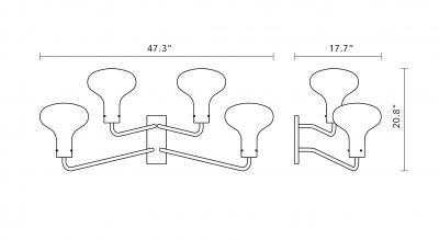 Ignazio Gardella Ignazio Gardella Galleria 4 Arm Wall Lamp for Tato Italia