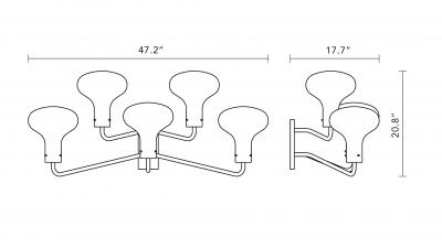 Ignazio Gardella Ignazio Gardella Galleria 5 Arm Wall Lamp for Tato Italia