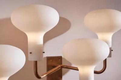 Ignazio Gardella Ignazio Gardella pair of Lp12 brass and glass wall lights for Azucena Italy 1959