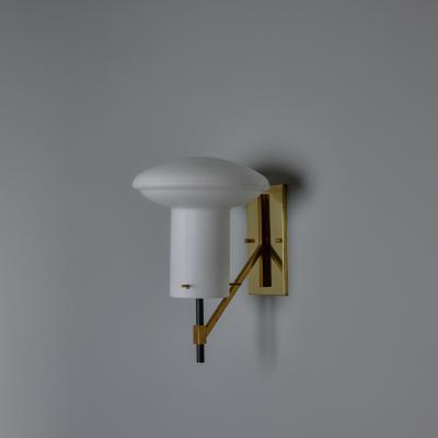 Ignazio Gardella Pair of 1970s Sculptural Glass and Brass Sconces Attributed to Ignazio Gardella