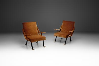 Ignazio Gardella Pair of Adjustable Digamma Armchairs by Ignazio Gardella Italy 1960s