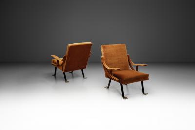 Ignazio Gardella Pair of Adjustable Digamma Armchairs by Ignazio Gardella Italy 1960s