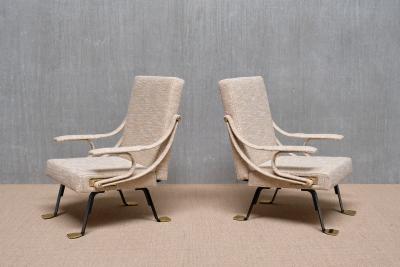 Ignazio Gardella Pair of Ignazia Gardella Digamma Armchairs in Beige M taphores Tweed 2025
