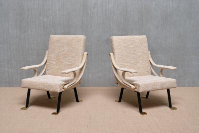 Ignazio Gardella Pair of Ignazia Gardella Digamma Armchairs in Beige M taphores Tweed 2025