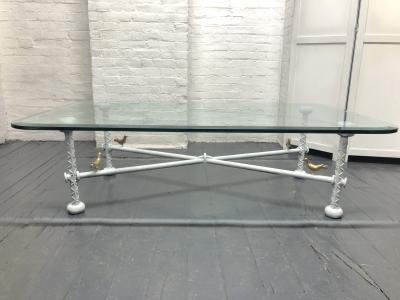 Ilana Goor Iron and Glass Brutalist Coffee Table Style of Ilana Goor