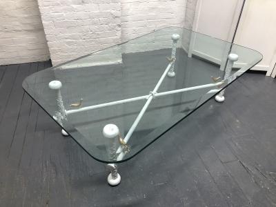 Ilana Goor Iron and Glass Brutalist Coffee Table Style of Ilana Goor