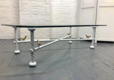 Ilana Goor Iron and Glass Brutalist Coffee Table Style of Ilana Goor