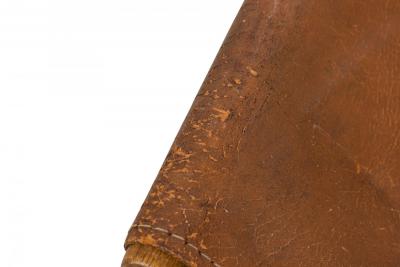 Illum Wikkels Danish Mid Century Caramel Leather and Oak Sling Design Lounge Ch