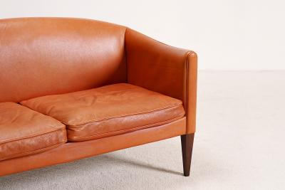 Illum Wikkels Illum Wikkels Leather Sofa for Holger Christiansen Denmark 1960