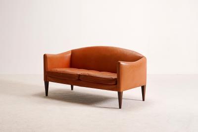 Illum Wikkels Illum Wikkels Leather Sofa for Holger Christiansen Denmark 1960