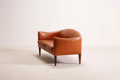 Illum Wikkels Illum Wikkels Leather Sofa for Holger Christiansen Denmark 1960