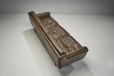 Illum Wikkels Illum Wikkels Model V11 Leather Sofa for Holger Christiansen Denmark 1960s
