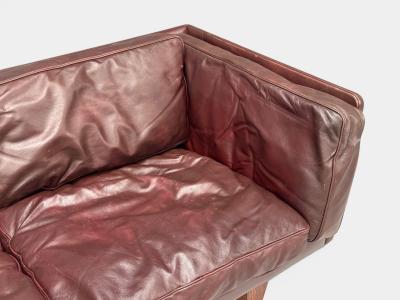Illum Wikkels Illum Wikkels Settee Brown Leather Rosewood Denmark 1960s