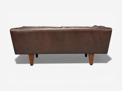 Illum Wikkels Illum Wikkels Settee Brown Leather Rosewood Denmark 1960s