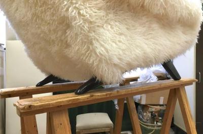 Illum Wikkels Illum Wikkelso Spectacular Hammer Lounge Chair Covered in Natural Sheepskin Fur