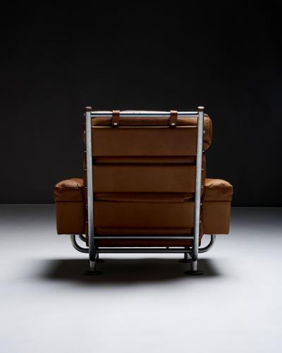 Illum Wikkels Leather Lounge Chair by Illum Wikkelso for Ryesberg Denmark c 1960