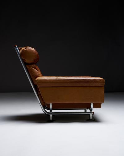 Illum Wikkels Leather Lounge Chair by Illum Wikkelso for Ryesberg Denmark c 1960