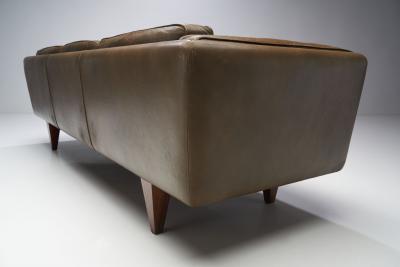 Illum Wikkels Model V11 Three Seater Leather Sofa by Illum Wikkels Denmark 1960s