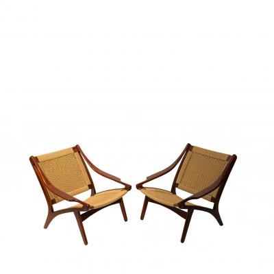 Illum Wikkels Rare ILLUM WIKKELS for N Eilersen pair lounge chairs